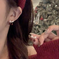 Gold-Tone Bow And Red Cherry Stud Earrings - One Style view 1
