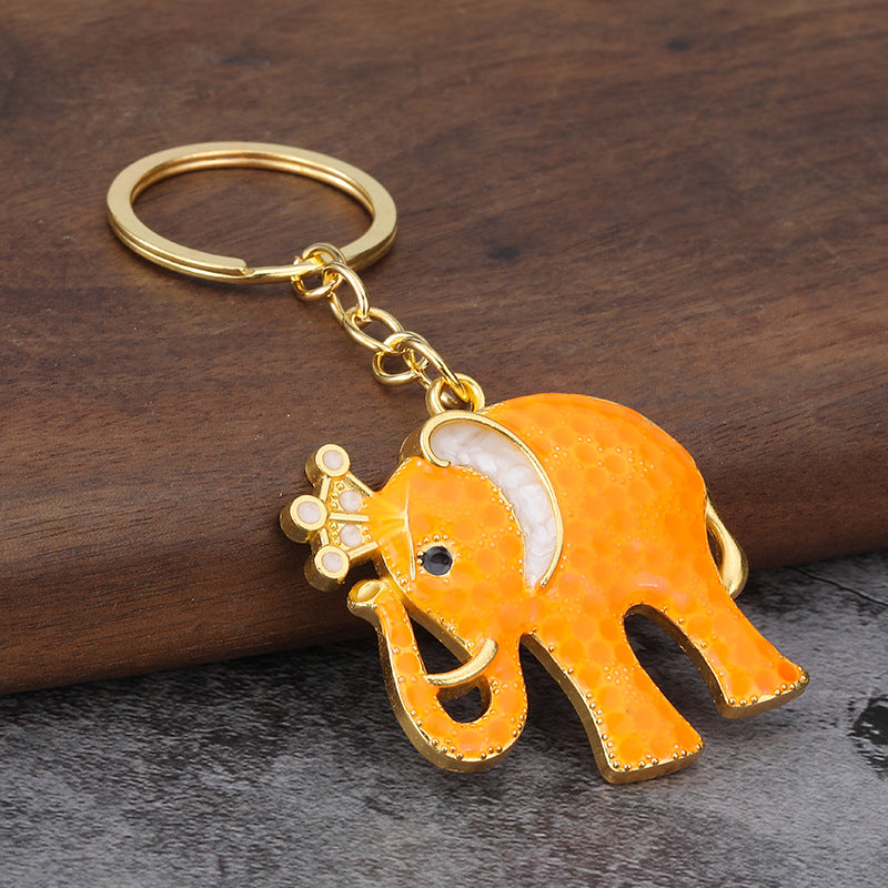 3D Elephant Enamel Metal Keychain for Car Keys and Bag Charm
