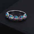 Silver Tone Multicolor Flower Cluster Zircon Ring Sizes 6-10 view 3