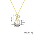 Fan Top Pearl Pendant Necklace in Gold and Silver Tone view 4