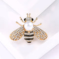 Crystal Bee Brooch Pearl Body Gold Silver Champagne view 2