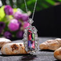Gradient Baguette Stone Scrollwork Pendant Necklace view 3
