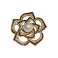 Gold Tone Crystal Fish Brooch With Pearl Like Orb Detail view 5