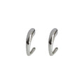 Silver Geometric Open C Shape Hoop Stud Earrings Polished Metal view 5