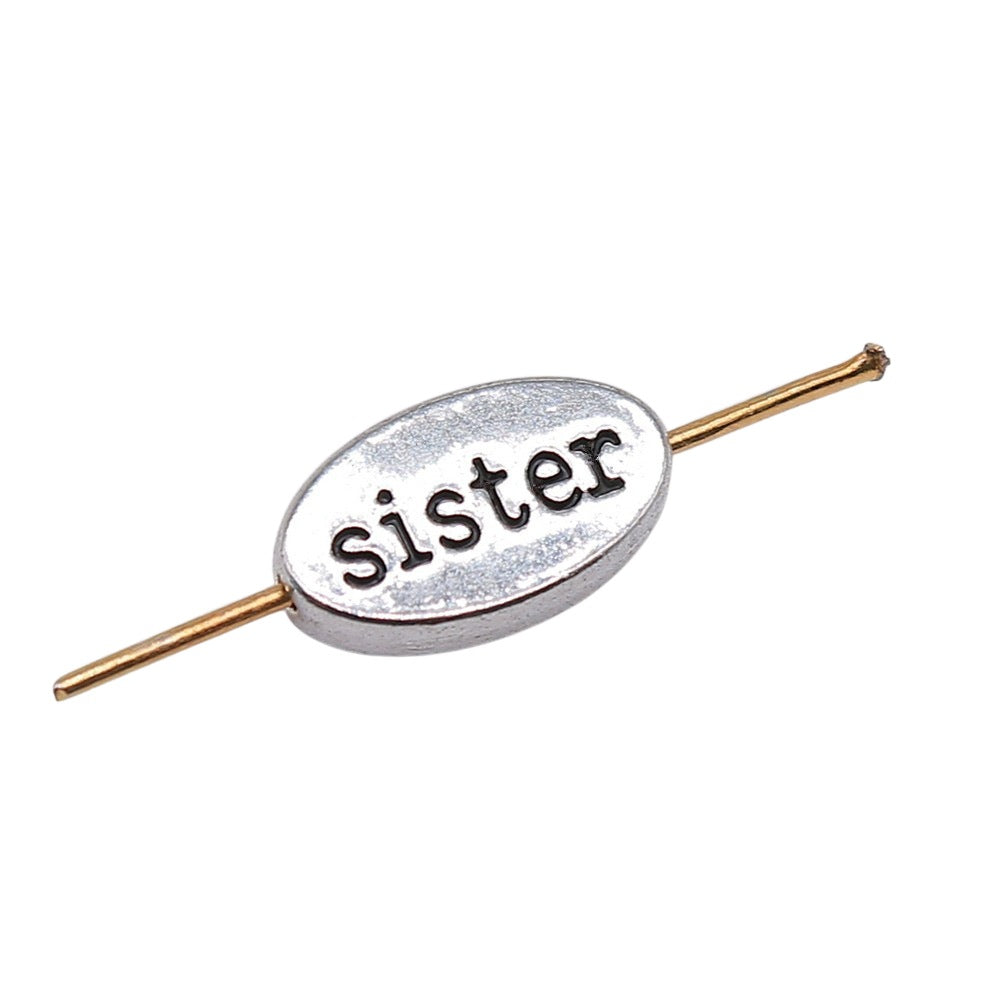 13x8x3mm 1.7g Antique Silver Zinc Alloy Oval Double Sided Sister Spacer Round Beads for DIY Bracelets