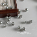 Grey Pearl Round Ball Stud Earrings Large Small Sizes view 3