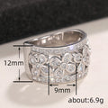 Five-Petal Floral Openwork Extra-Wide Ring In Polished Silver Tone view 4