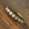 Gold Tone Bezel Set Seven Stone Thin Band Ring Sizes 6-10 view 4