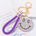 Rhinestone Smiley Face Keychain Gold Ring Braided Cord 15 Styles view 7