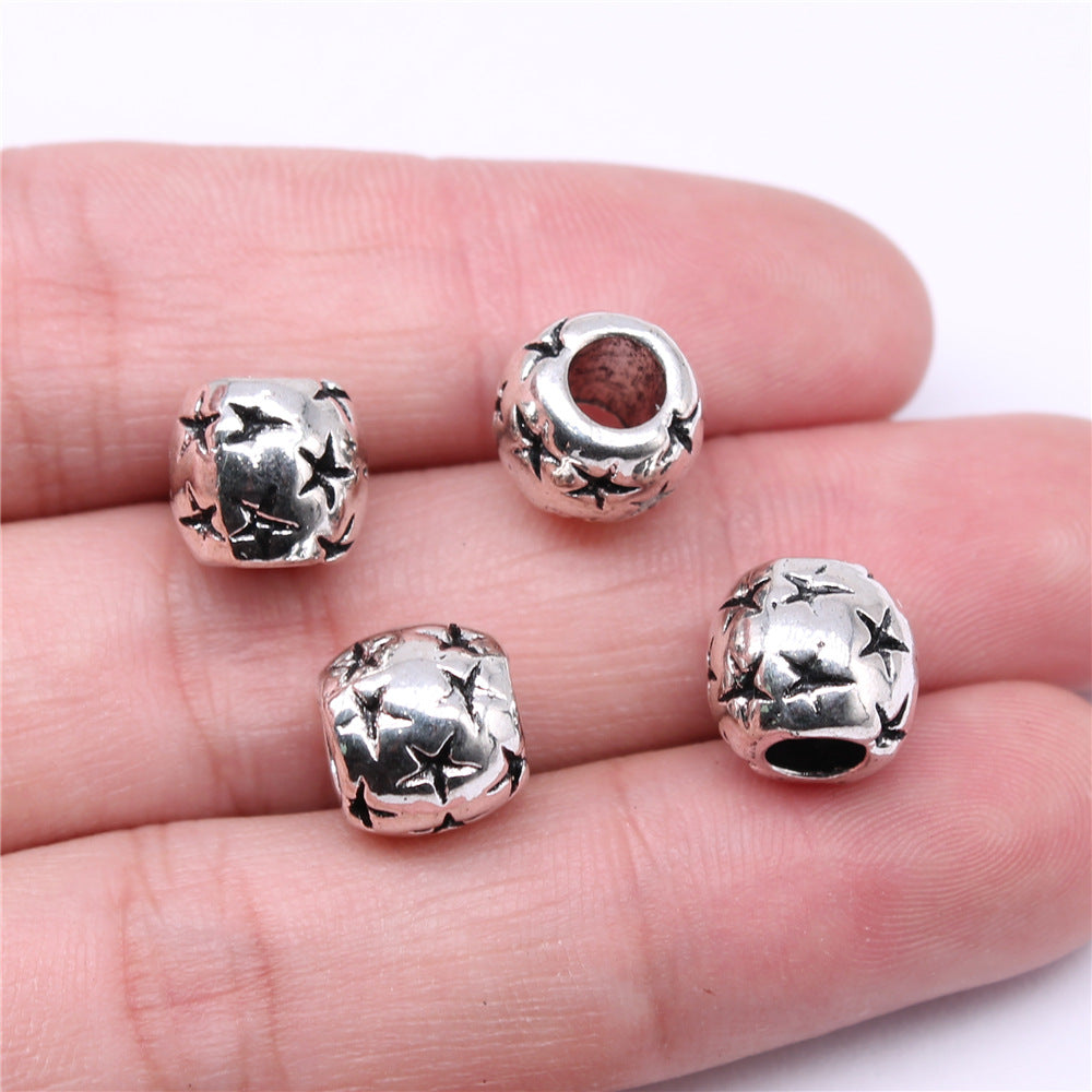 10x10x10mm 3.2g Multicolor Zinc Alloy Large Hole Barrel Loose Metal Beads for Bracelet Necklace DIY