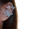 Silver Tone Crystal Butterfly Ear Cuffs for Left or Right Ear view 5