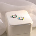 Silver Multicolor Enamel Segment Huggie Hoop Earrings view 4