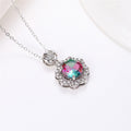 Silver Tone Round Gradient Crystal Floral Pendant Necklaces view 6