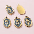 Gold Tone Enamel Tulip Charms in Seven Color Styles view 11