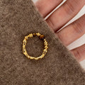 Gold-Tone Tiger Eye Bead Stretch Ring Twisted Band view 6