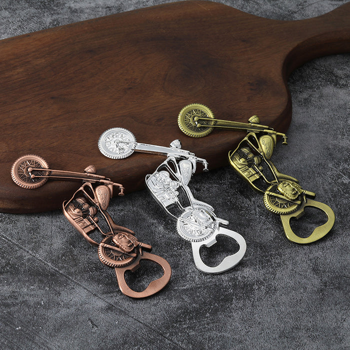 Motorcycle-Shaped Metal Bottle Opener in Four Finishes