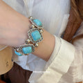 Silver Tone Geometric Diamond Cabochon Stretch Bracelet 4 Colors view 3