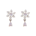 Silver Tone Snowflake Crystal Stud Earrings with Drops view 5