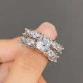 Two Band Square Stone Ring Set in Silver and Rose Gold view 3
