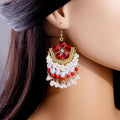 Gold Crystal Fan Jewelry Sets Bead Colors Necklace Earrings Ring view 12