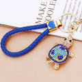 Jeweled Turtle Keychains in Purple Pink and Blue with Braided Loops view 2
