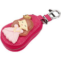 Leather Pumpkin Carriage and Princess Zip Key Pouches in Pink and Fuchsia view 5
