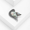 Silver Tone Dove Brooch With Iridescent Shell Wing view 3