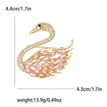 Gold Tone Swan Brooch with Pink or Multicolor Crystal Wing view 4