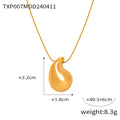 Gold Steel Teardrop Pendant Necklaces Hammered Earrings view 6