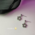 Silver Tone Open Flower Drop Stud Earrings Ball Post view 4