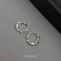Silver Twisted Irregular Mini Huggie Hoop Earrings Pair view 1