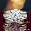 White Gold Round Halo Split Band Cubic Zirconia Finger Ring view 3