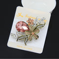 Black Silver Tone Rose Crystal Metal Brooch Pin for Jackets and Lapels view 2