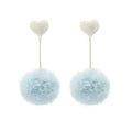 Heart Post Long Bar Pom Pom Earrings in Four Color Styles view 5