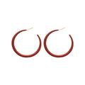 Red Coated Hoop Stud Earrings In Three Graduated Sizes view 5