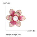 Layered Enamel Flower Brooch with Pearl Center Decorative Clothing Pin view 7