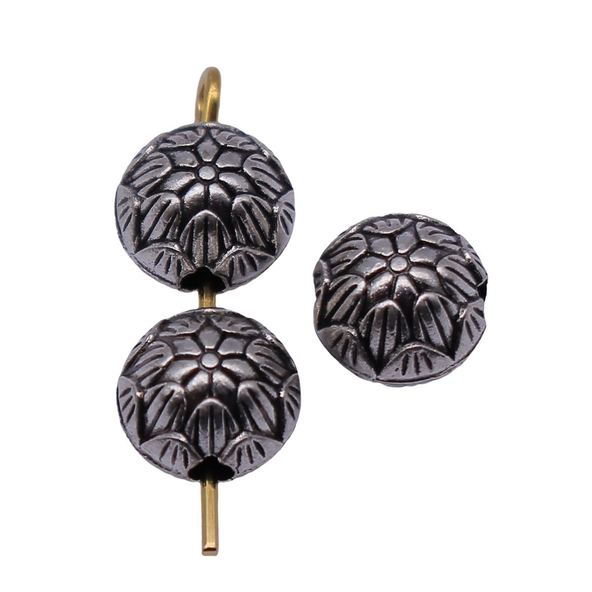 8.3x7.9x7.3mm 1.3g Antique Silver Tone Zinc Alloy Double Sided Lotus Spacer Beads for DIY Bracelets