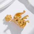 Gold Tone Silver Tone Flower Crystal Enamel Metal Brooch Pin view 3