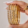 Crystal Hinged Bangle Collection in Five Gold and Silver Tone Designs view 4