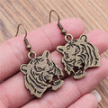 Cutout Tiger Head Drop Earrings in Two Antique Finishes view 4