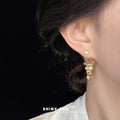 Gold Bubble Cluster Drop Earrings Crystal Two-Way Jacket view 4