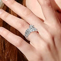 Silver Tone Raised Round Crystal Cluster Ring Statement Jewelry view 3