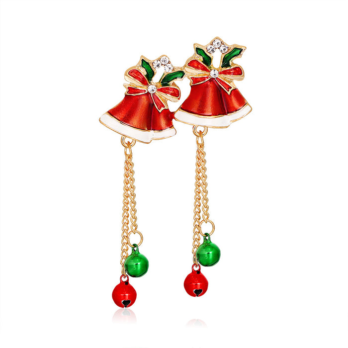 Red Gold Tone Bell Crystal Enamel Metal Brooch Pin