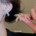 Crystal Bow Dangle Earrings Gold Silver Plus Bow Brooch view 2