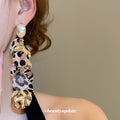 Leopard Disc and Gold Sequin Cascade Drop Earrings view 3