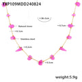 Pink Natural Stone Gold Tone Station Necklace And Bracelet view 6