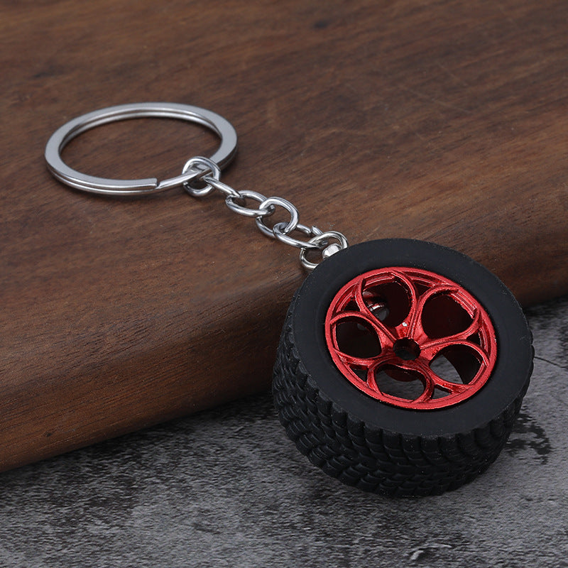 Rubber Tire Wheel Rim Keychain Racing Car Accessory