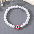 Faux Pearl Round Evil Eye Stretch Bracelets in Four Colors view 6