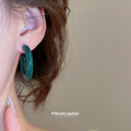 Colorful Marbled Resin C Hoop Stud Earring Sets Jewelry view 4