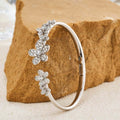 Silver Crystal Flower Open Hinge Bangle Bracelet One Style view 2